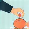 Hand putting coin into a piggy bank illustration